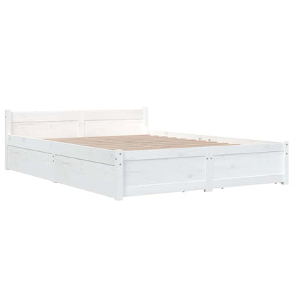 Bed Frame without Mattress with Drawers Length 200 cm White 140 cm