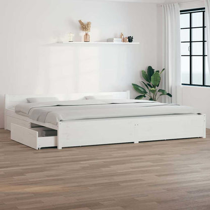 Bed Frame without Mattress with Drawers Length 200 cm White 180 cm