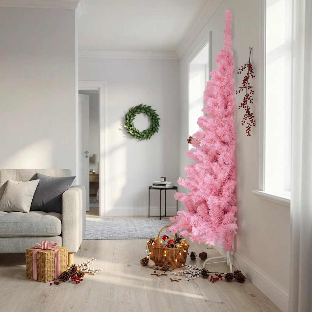 Artificial Half Christmas Tree with Stand PVC 240 cm Pink