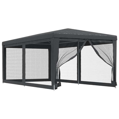 Party Tent with 6 Mesh Sidewalls HDPE with 6 Sidewalls Anthracite 3 m 6 m