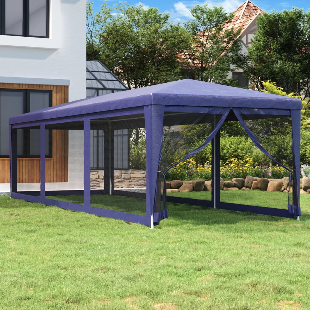 Party Tent with 8 Mesh Sidewalls HDPE with 8 Sidewalls Blue 3 m 9 m