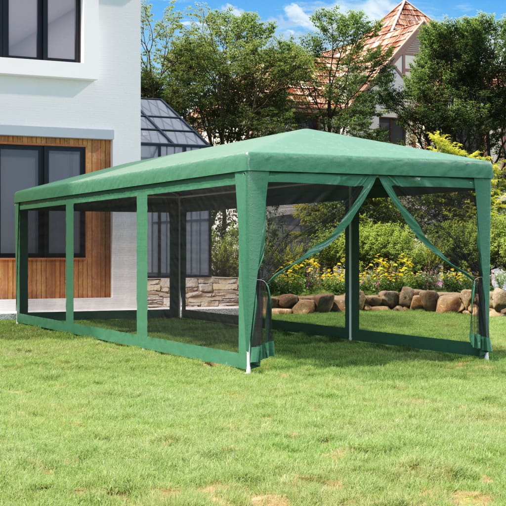 Party Tent with 8 Mesh Sidewalls HDPE with 8 Sidewalls Green 3 m 9 m