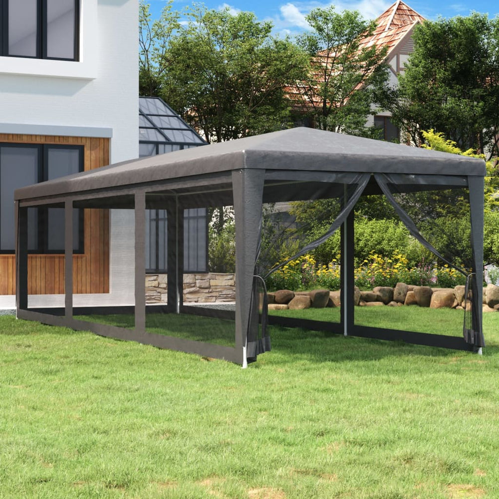 vidaXL Party Tent with 8 Mesh Sidewalls HDPE with 8 Sidewalls