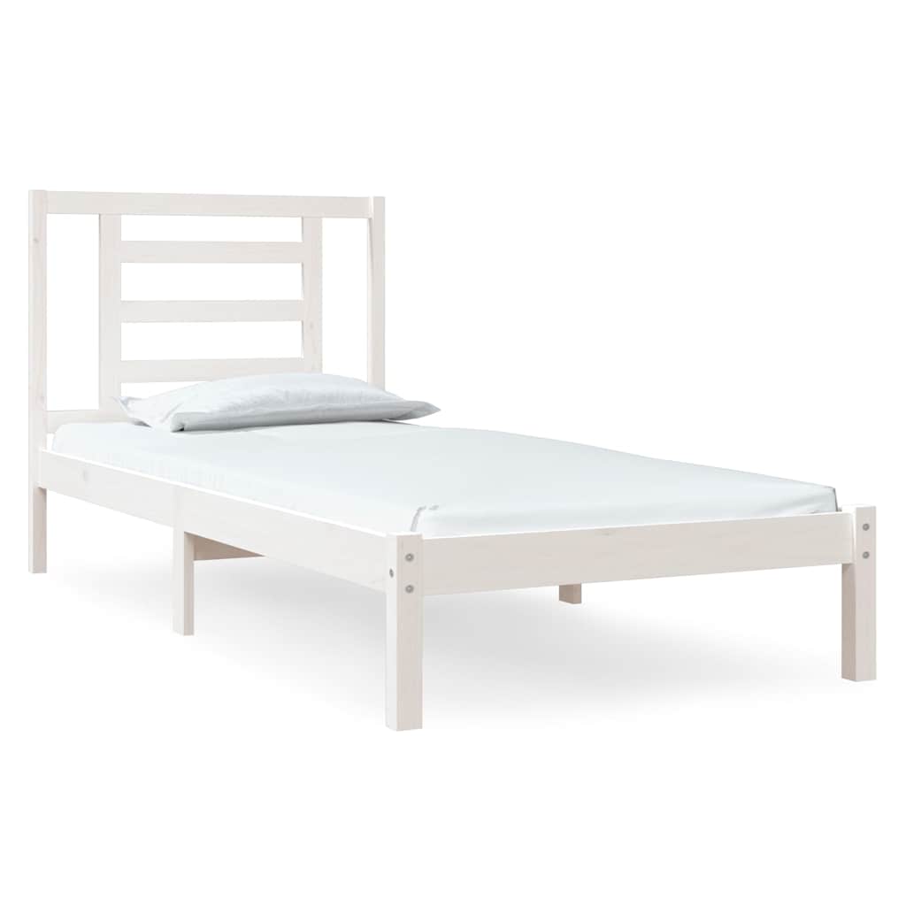 Bed Frame without Mattress Solid Wood Pine Length 200 cm White 90 cm