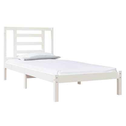 Bed Frame without Mattress Solid Wood Pine Length 200 cm White 90 cm