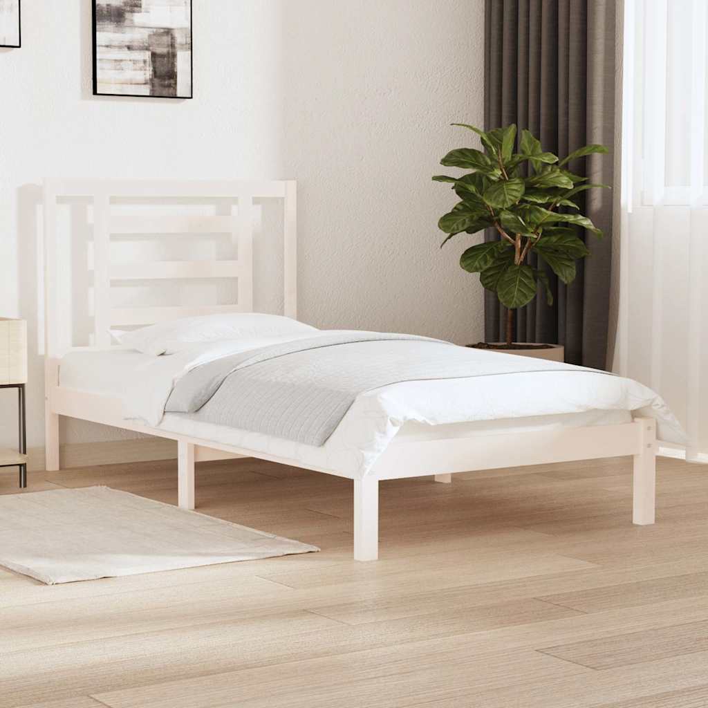 Bed Frame without Mattress Solid Wood Pine Length 200 cm White 90 cm