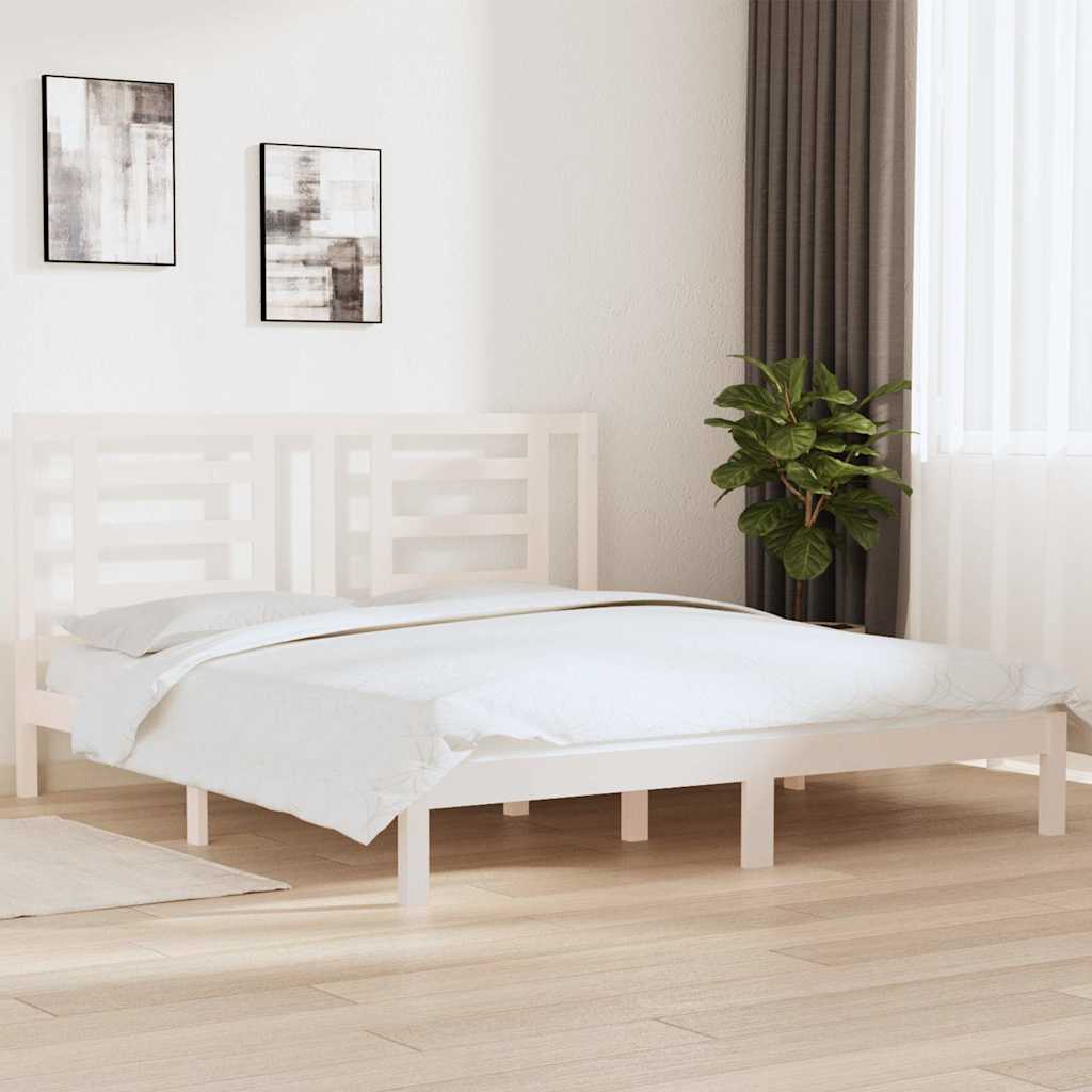 Bed Frame without Mattress Solid Wood Pine Length 200 cm White 180 cm