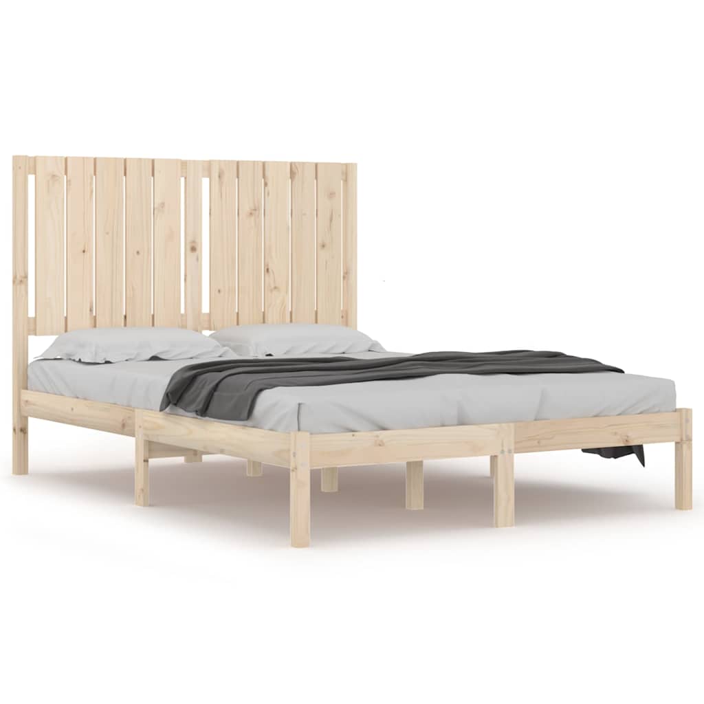 Bed Frame without Mattress Solid Wood Pine Length 200 cm Natural 120 cm