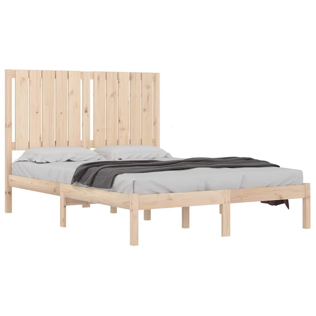 Bed Frame without Mattress Solid Wood Pine Length 200 cm Natural 120 cm