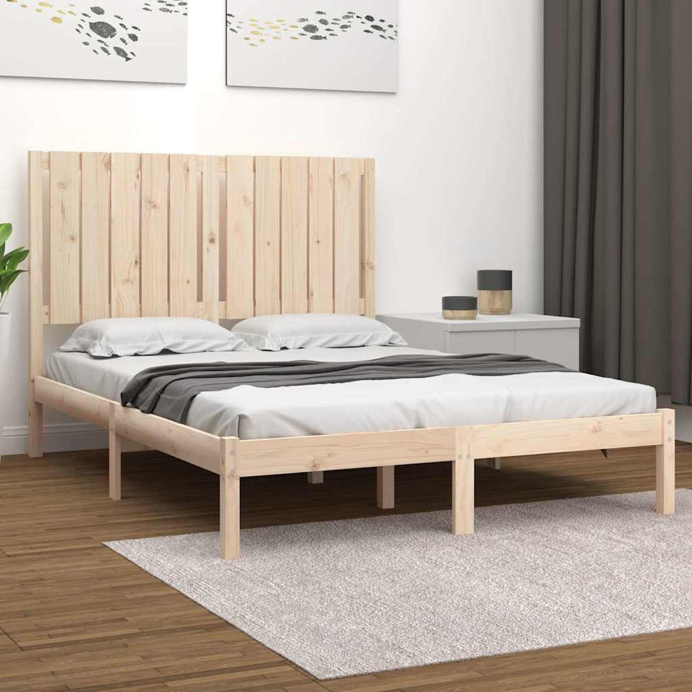 vidaXL Bed Frame without Mattress Solid Wood Pine Length 200 cm Natural