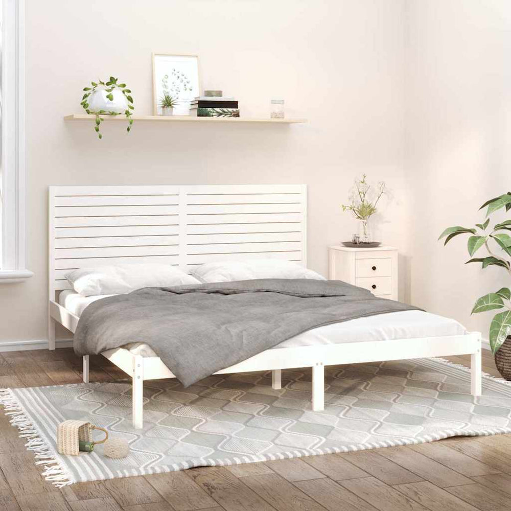 vidaXL Bed Frame without Mattress Solid Wood Length 200 cm White