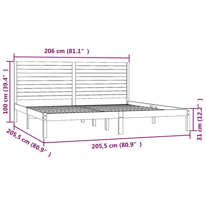 Bed Frame without Mattress Solid Wood Length 200 cm White 200 cm