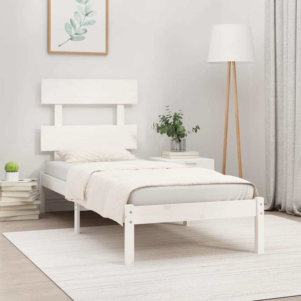 vidaXL Bed Frame without Mattress Solid Wood Length 200 cm White