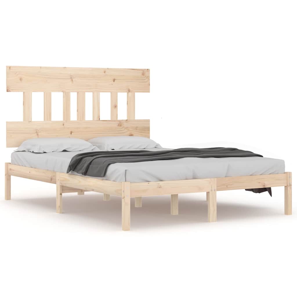 Bed Frame without Mattress Solid Wood Length 200 cm Natural 120 cm