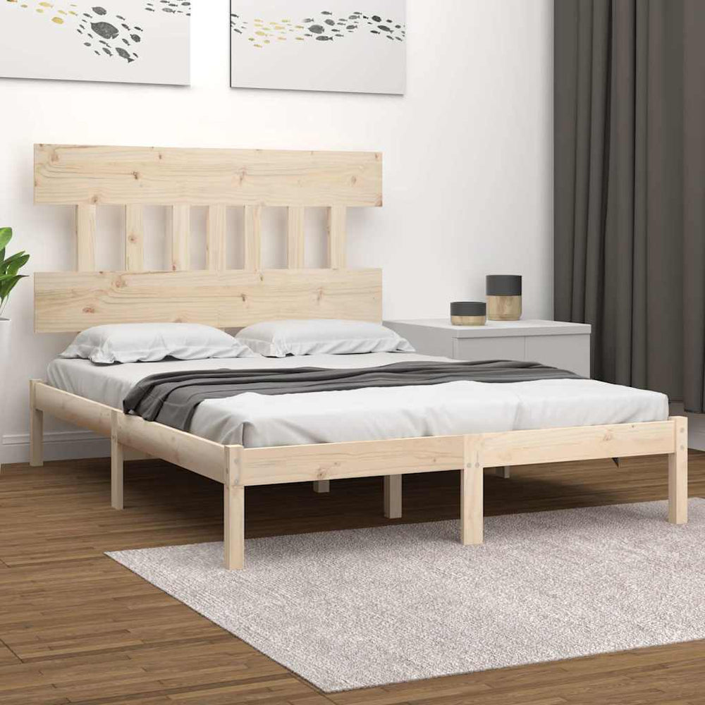 vidaXL Bed Frame without Mattress Solid Wood Length 200 cm Natural