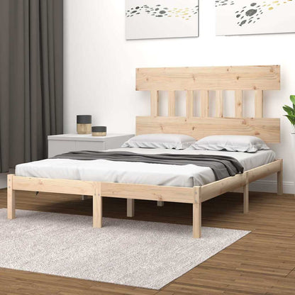 Bed Frame without Mattress Solid Wood Length 200 cm Natural 140 cm
