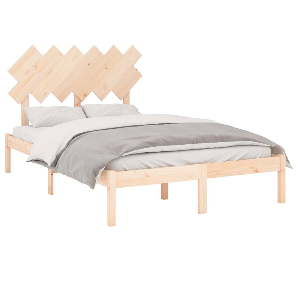 Bed Frame without Mattress Solid Wood Length 200 cm Natural 120 cm