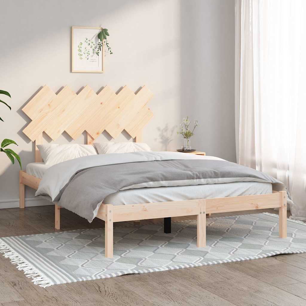 Bed Frame without Mattress Solid Wood Length 200 cm Natural 120 cm