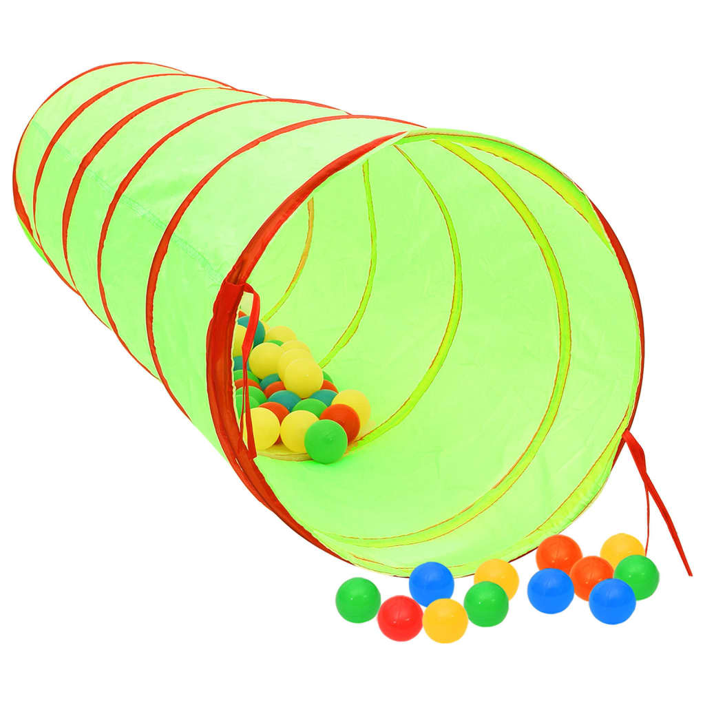 vidaXL Children Play Tunnel with 250 Balls Green 175 cm Polyester