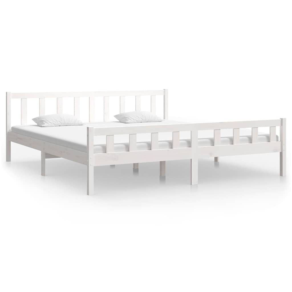 Bed Frame without Mattress Solid Wood White 160 cm 200 cm