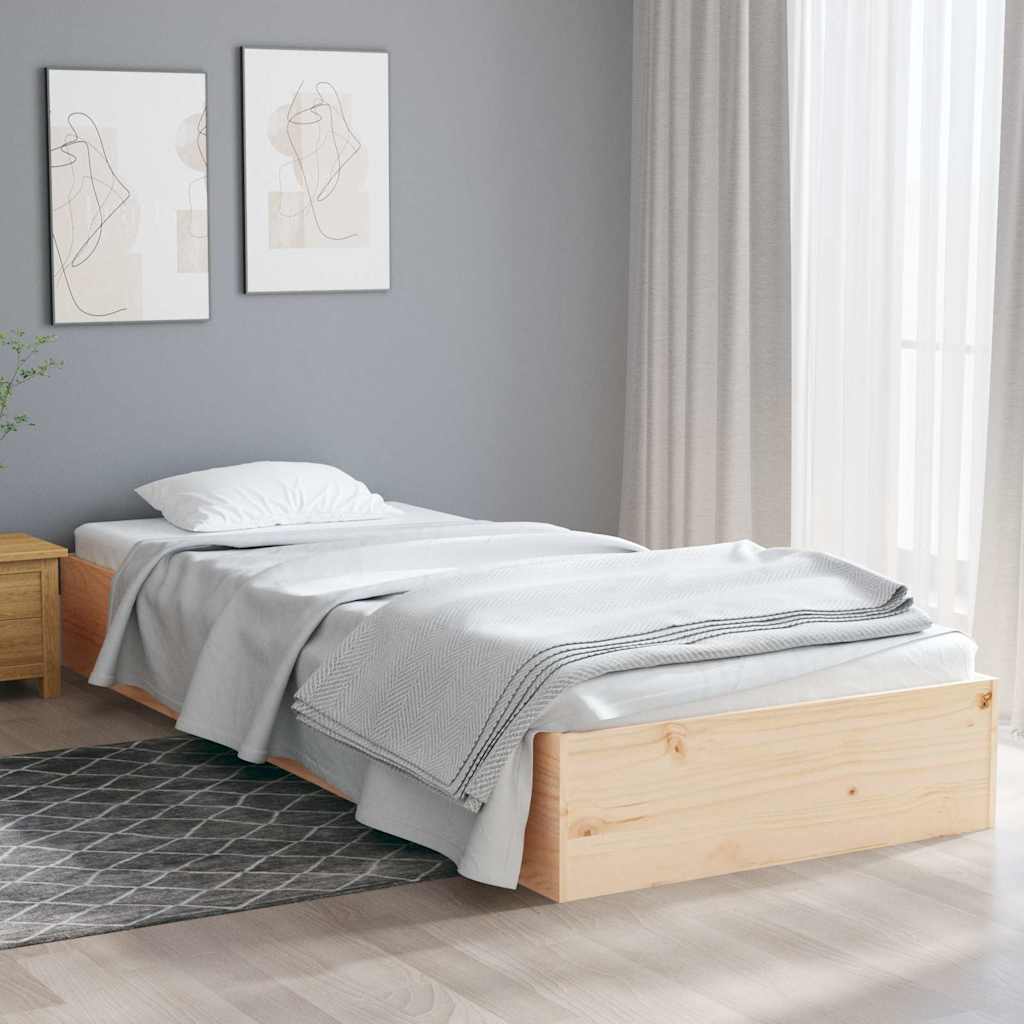 Bed Frame without Mattress Solid Wood Length 190 cm Natural 75 cm