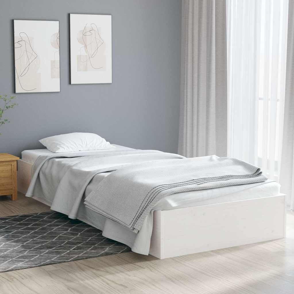 Bed Frame without Mattress Solid Wood Length 190 cm White 75 cm