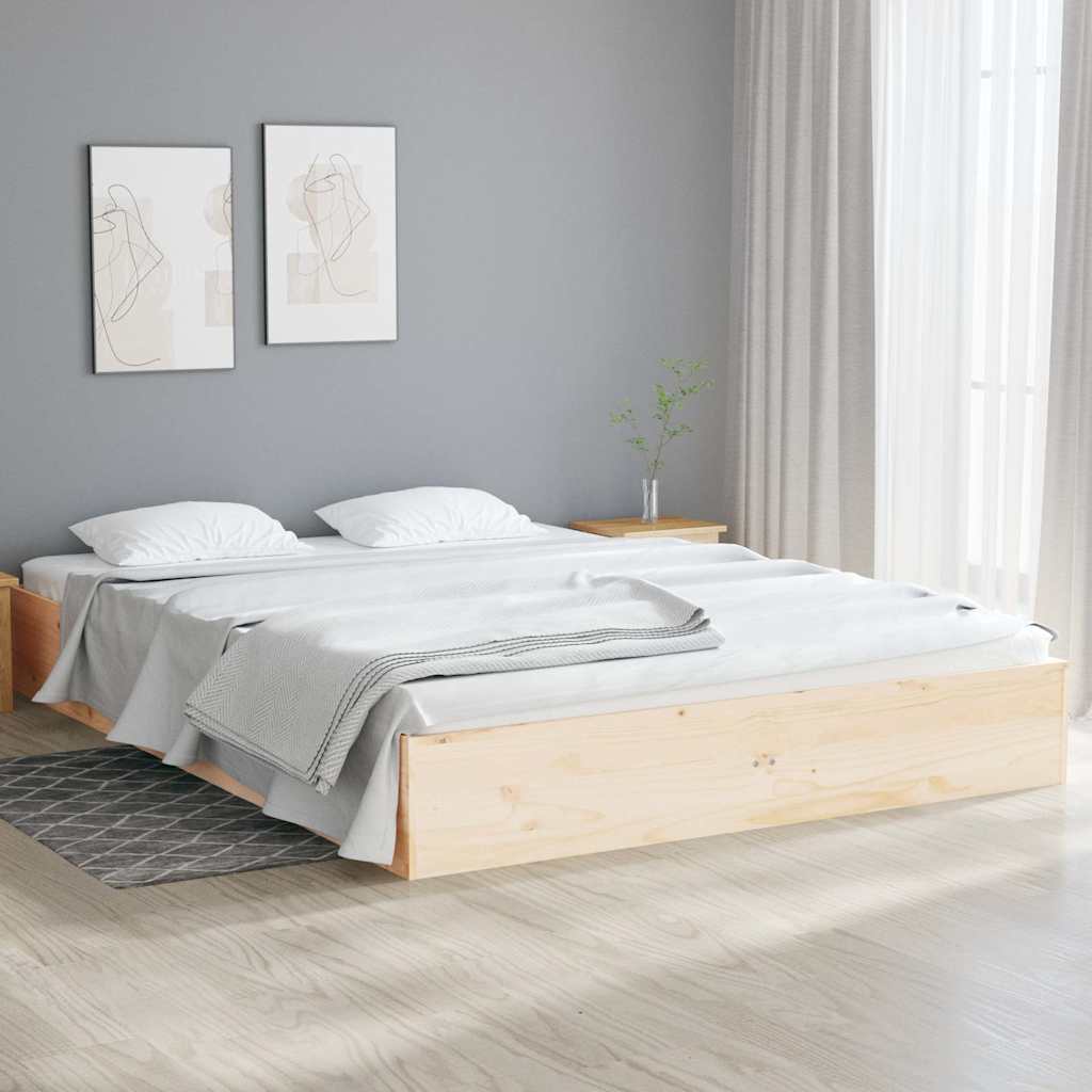 Bed Frame without Mattress Solid Wood Length 190 cm Natural 120 cm