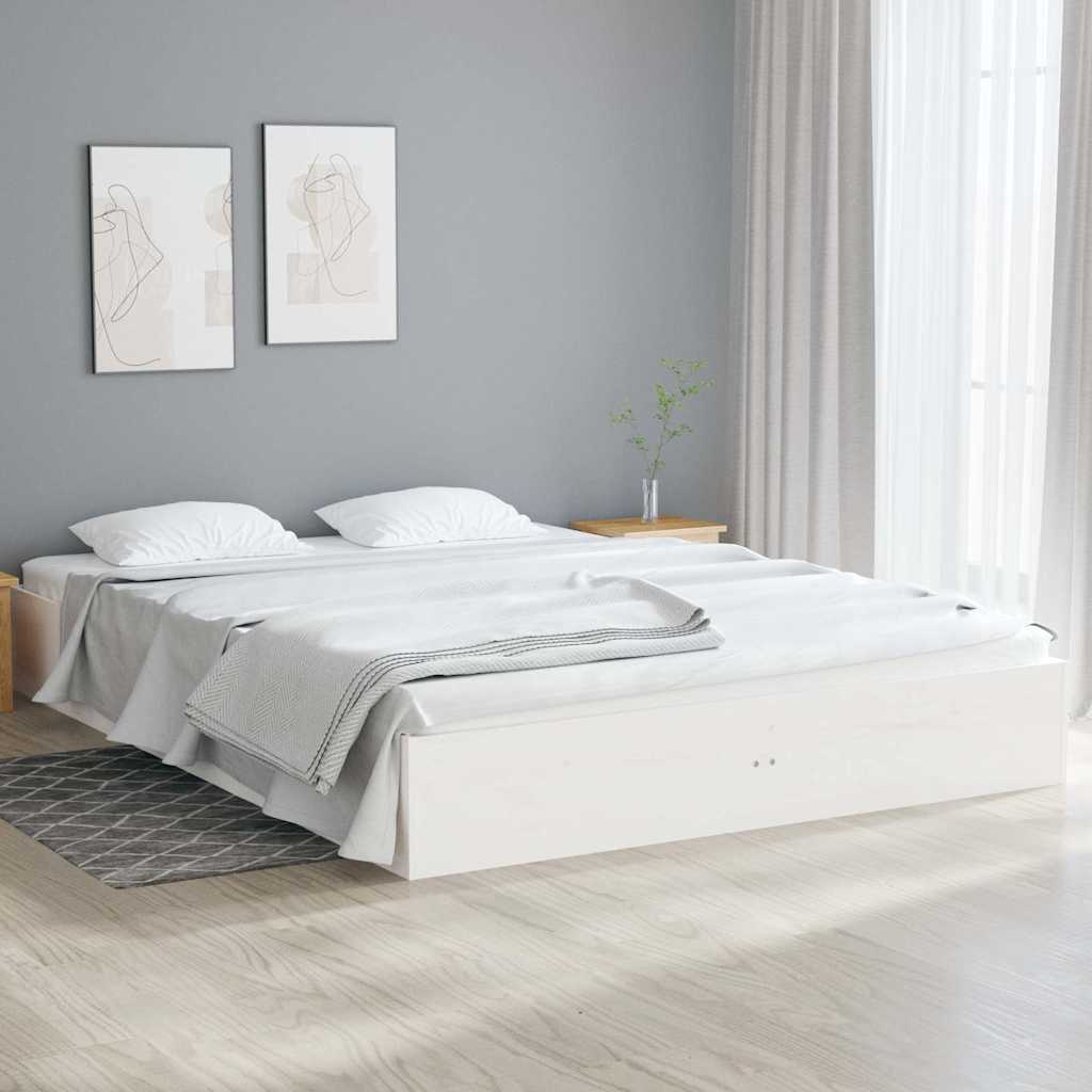 Bed Frame without Mattress Solid Wood Length 190 cm White 135 cm