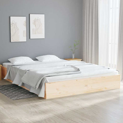 Bed Frame without Mattress Solid Wood Length 190 cm Natural 140 cm