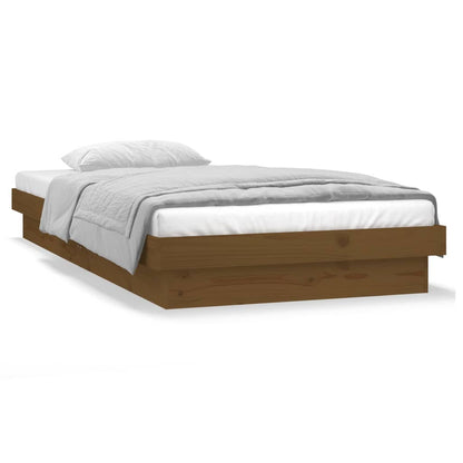 vidaXL LED Bed Frame Honey Brown 75x190 cm Small Single Solid Wood