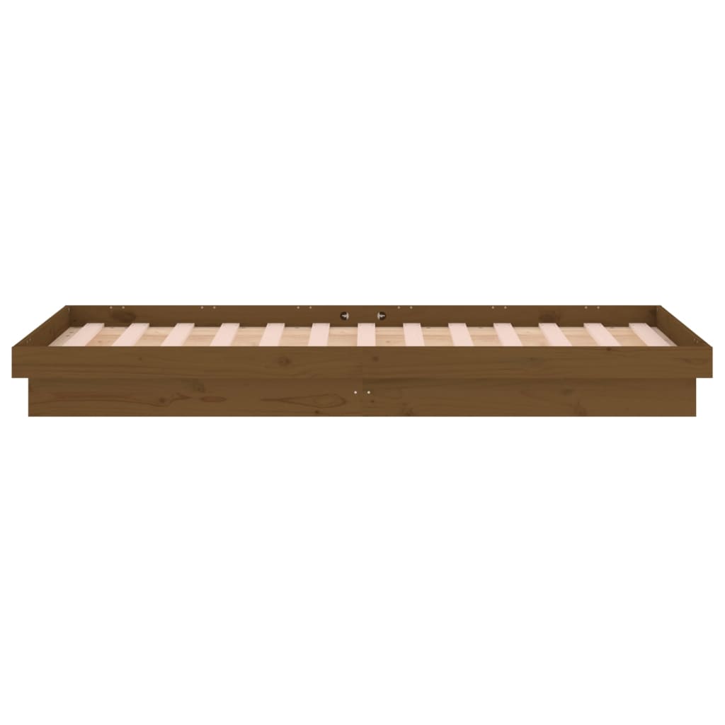 vidaXL LED Bed Frame Honey Brown 75x190 cm Small Single Solid Wood