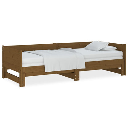 vidaXL Pull-out Day Bed Honey Brown Solid Wood Pine 2x(90x200) cm