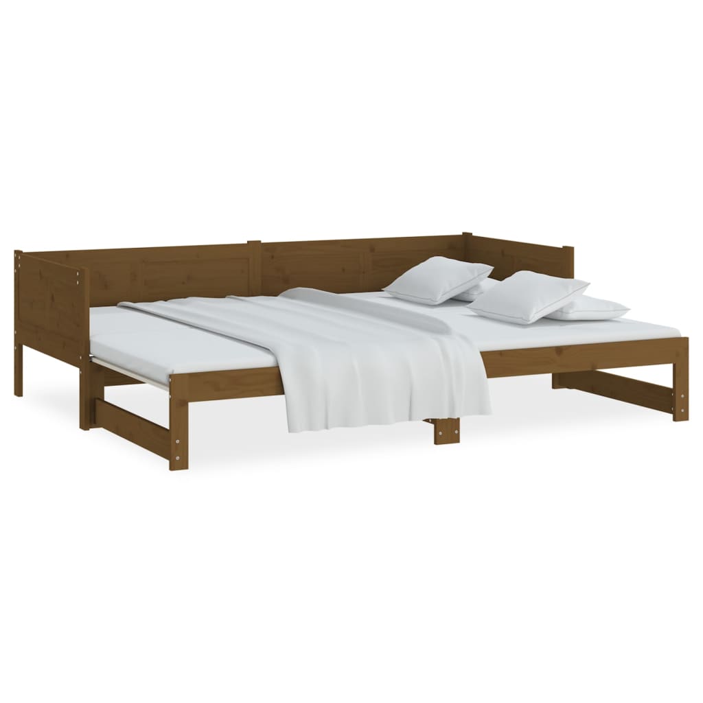 vidaXL Pull-out Day Bed Honey Brown Solid Wood Pine 2x(90x200) cm