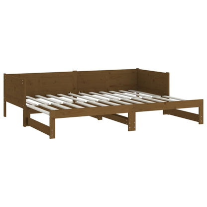 vidaXL Pull-out Day Bed Honey Brown Solid Wood Pine 2x(90x200) cm