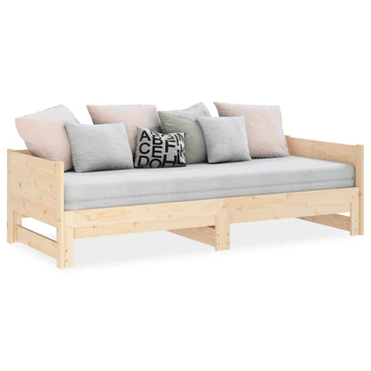 Pull-out Day Bed without Mattress 2x(90x190) Natural 190 cm