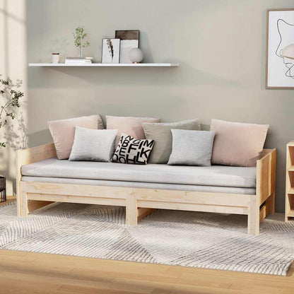 Pull-out Day Bed without Mattress 2x(90x190) Natural 190 cm