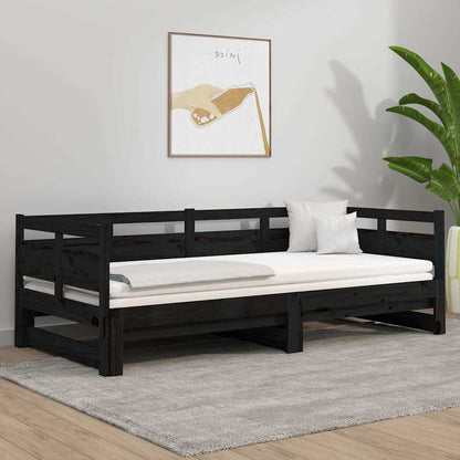 Pull-out Day Bed without Mattress 2x(80x200) Black 90 cm 190 cm