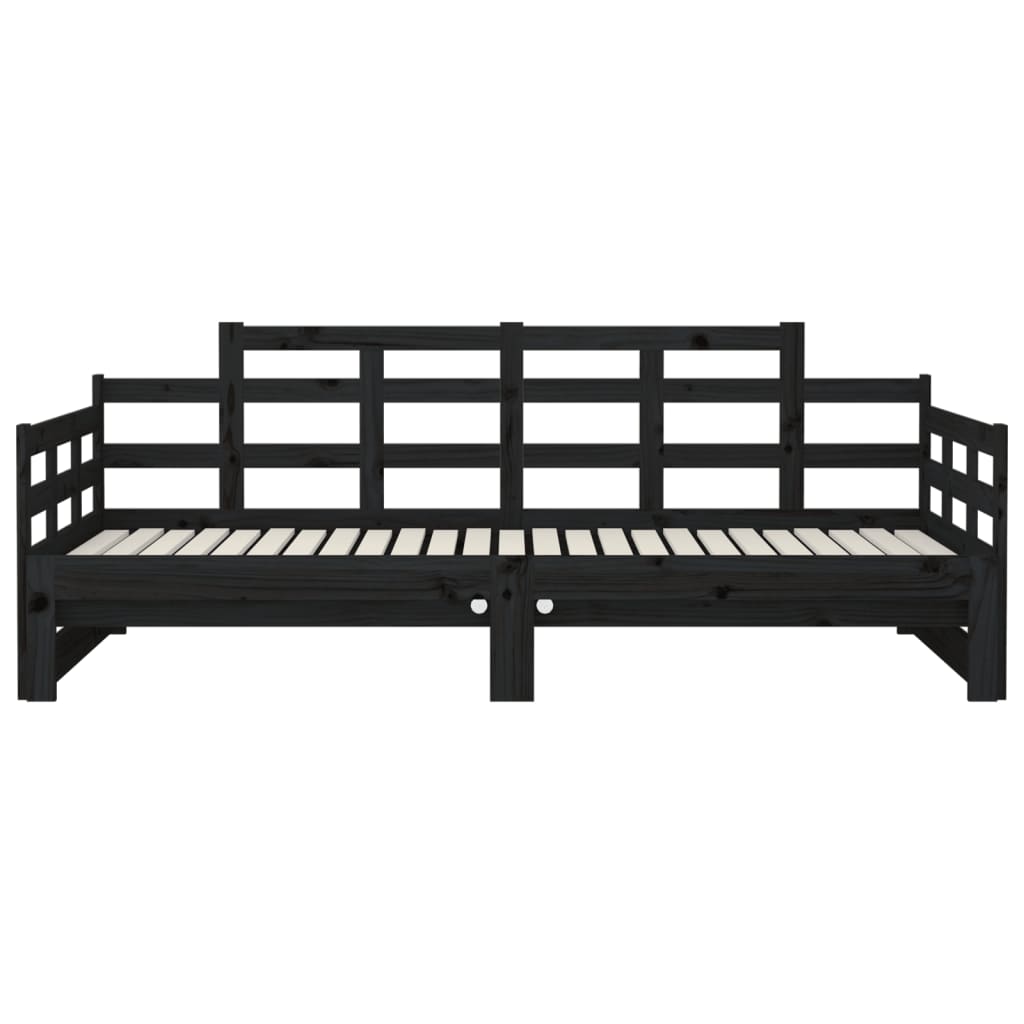 vidaXL Pull-out Day Bed Black Solid Wood Pine 2x(90x200) cm