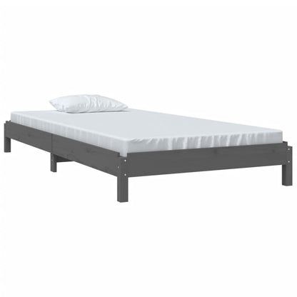 vidaXL Stack Bed Grey 75x190 cm Small Single Solid Wood Pine