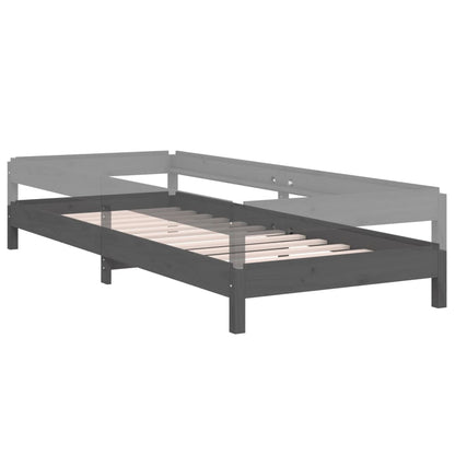 vidaXL Stack Bed Grey 75x190 cm Small Single Solid Wood Pine