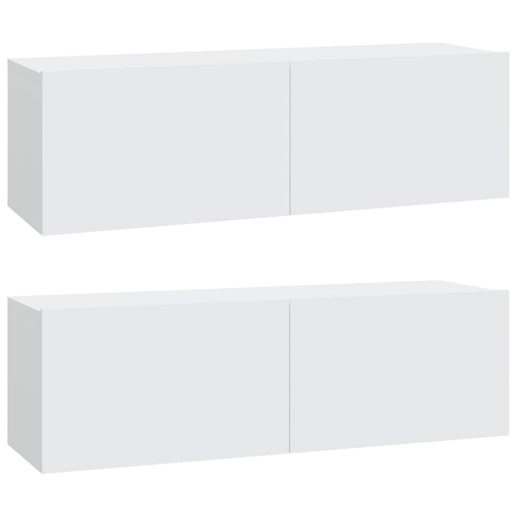 2 Piece Wall-mounted TV Cabinet Set 100x30x30 cm Engineered Wood White