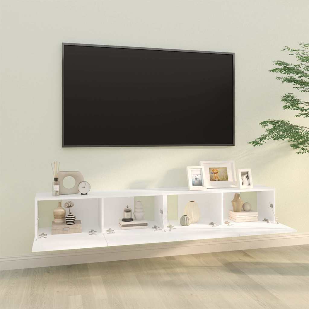 2 Piece Wall-mounted TV Cabinet Set 100x30x30 cm Engineered Wood White