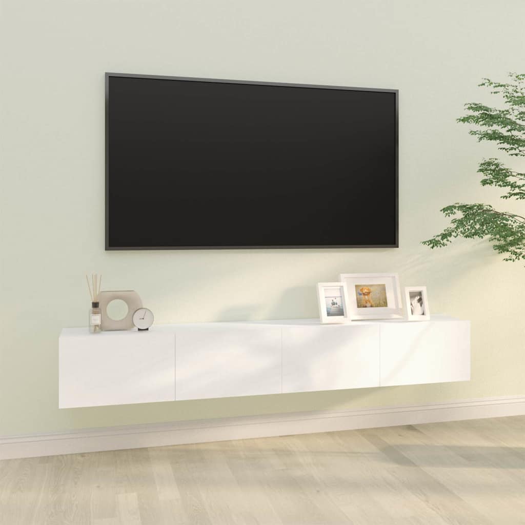 2 Piece Wall-mounted TV Cabinet Set 100x30x30 cm Engineered Wood White