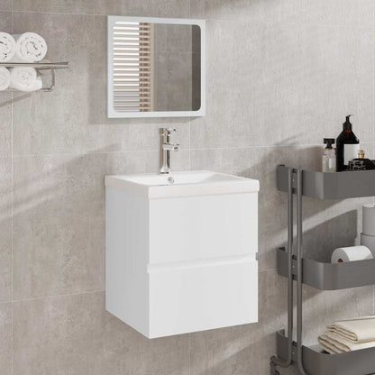 Bathroom Cabinet with Mirror Engineered Wood White