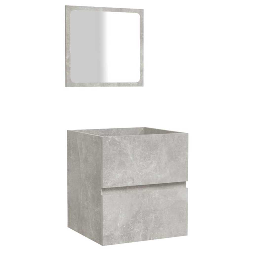 Bathroom Cabinet with Mirror Engineered Wood Concrete grey
