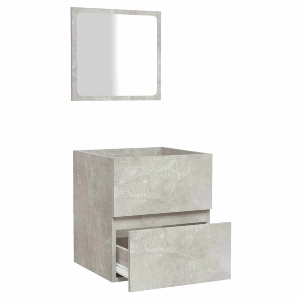Bathroom Cabinet with Mirror Engineered Wood Concrete grey