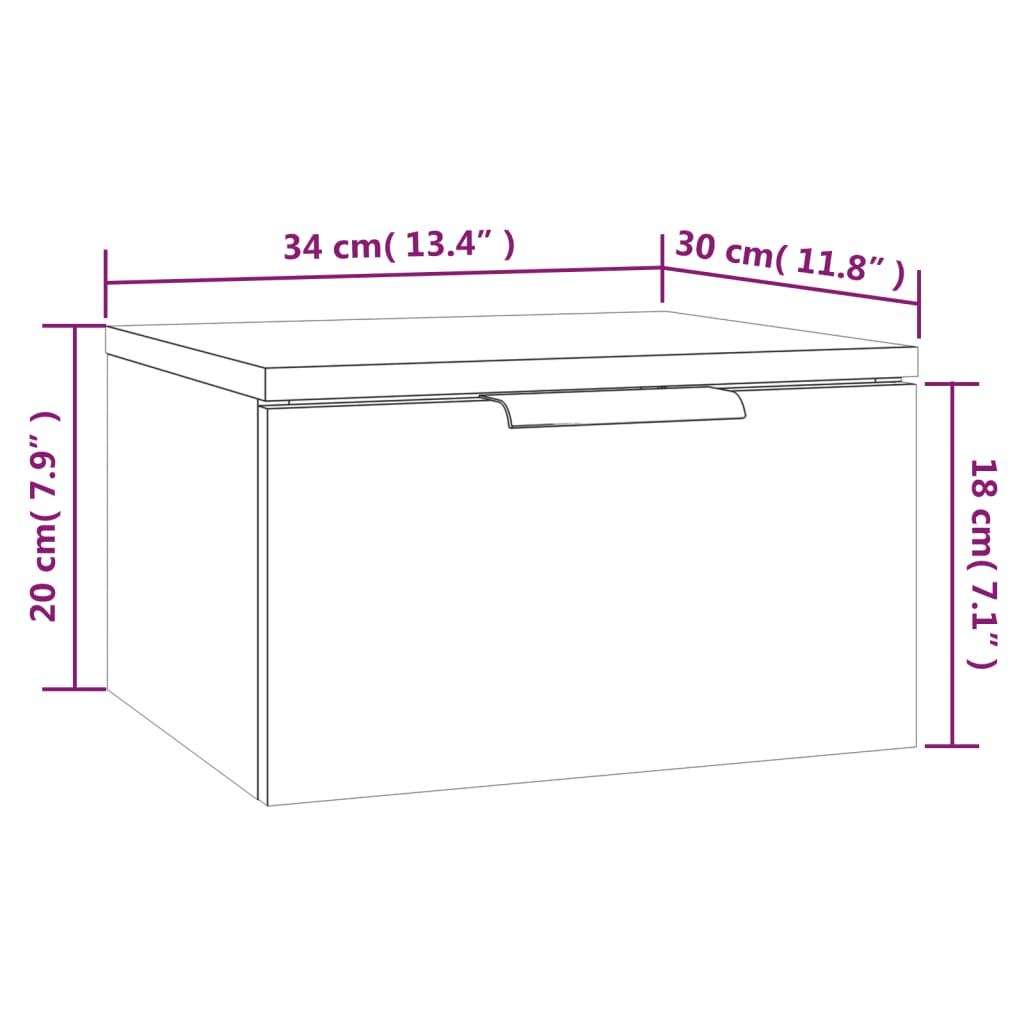 vidaXL Wall-mounted Bedside Cabinets 2 pcs White 34x30x20 cm