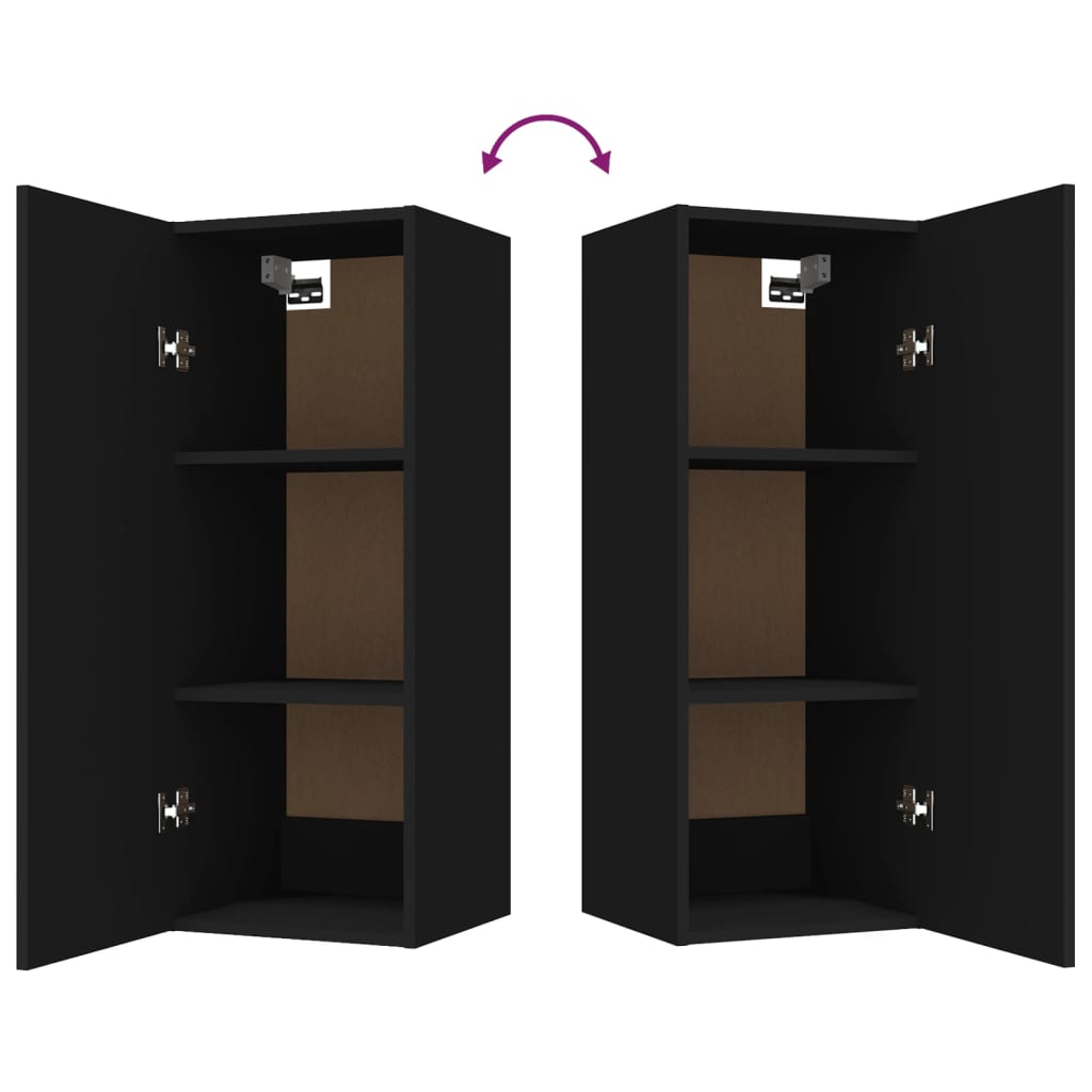 vidaXL Wall Cabinet Black 34.5x34x90 cm Engineered Wood