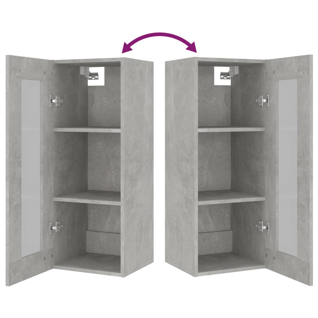 vidaXL Hanging Wall Cabinet Concrete Grey 34.5x34x90cm