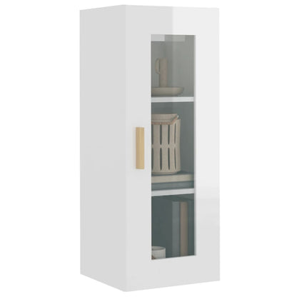 vidaXL Hanging Wall Cabinet High Gloss White 34.5x34x90 cm